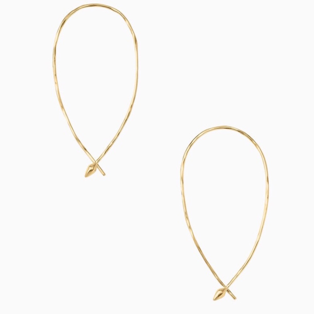 Stella & Dot Small Gold Hammered Hoop Earrings